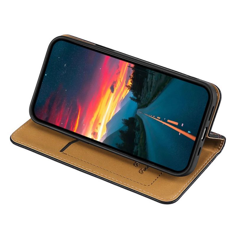 Capa De Celular Para Oppo Find X5 Lite Flip Costura De Couro Rachado De Lichia