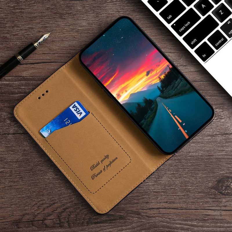 Capa De Celular Para Oppo Find X5 Lite Flip Costura De Couro Rachado De Lichia