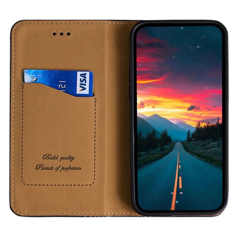 Capa De Celular Para Oppo Find X5 Lite Flip Costura De Couro Rachado De Lichia