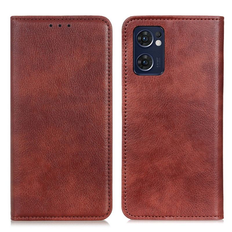 Capa De Celular Para Oppo Find X5 Lite Flip Couro Rachado De Lichia