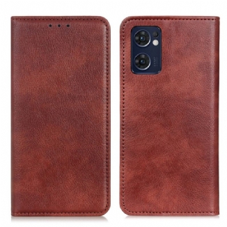 Capa De Celular Para Oppo Find X5 Lite Flip Couro Rachado De Lichia