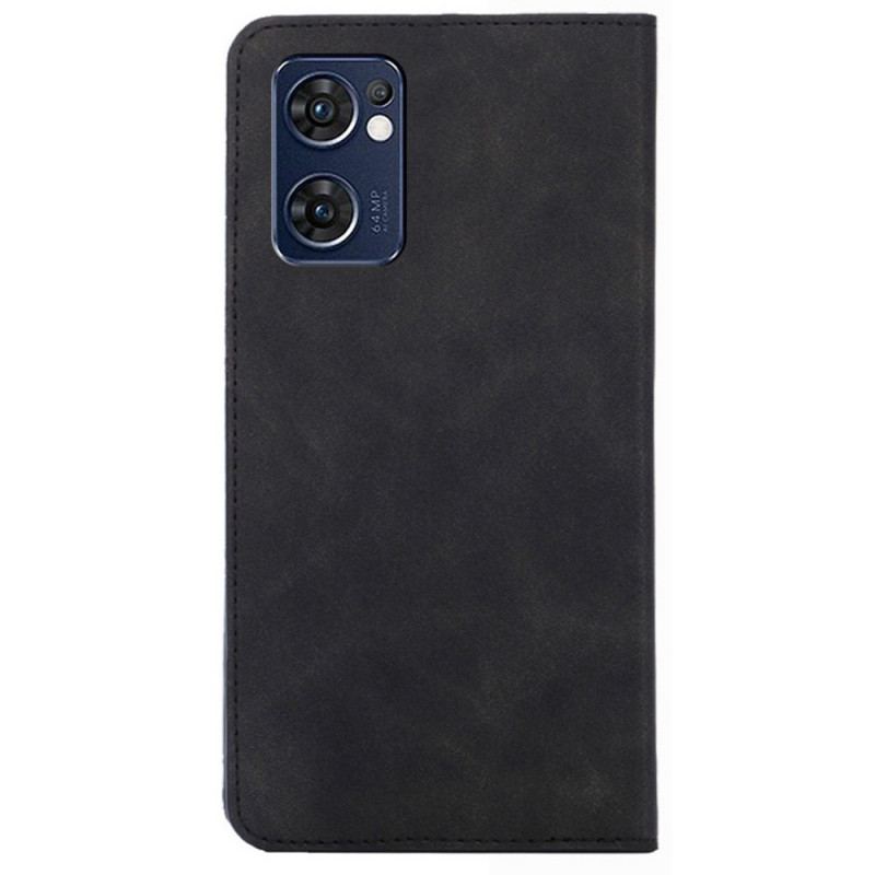 Capa De Celular Para Oppo Find X5 Lite Flip Efeito De Couro Com Toque De Pele