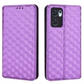 Capa De Celular Para Oppo Find X5 Lite Flip Efeito Couro Diamante