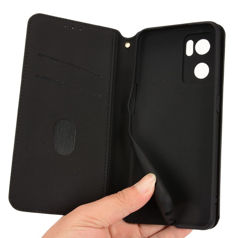 Capa De Celular Para Oppo Find X5 Lite Flip Efeito Couro Diamante