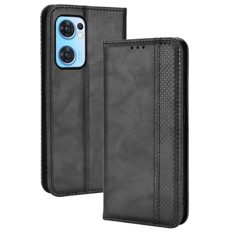 Capa De Celular Para Oppo Find X5 Lite Flip Estilo De Couro Estilizado