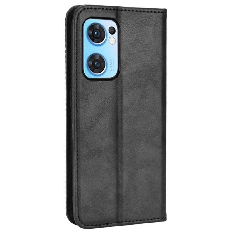 Capa De Celular Para Oppo Find X5 Lite Flip Estilo De Couro Estilizado