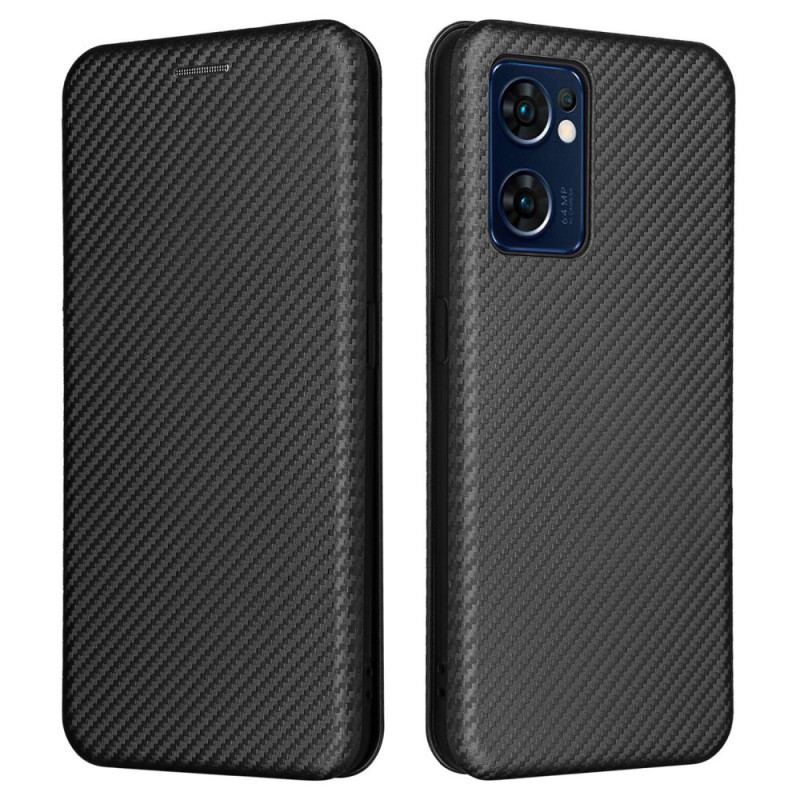 Capa De Celular Para Oppo Find X5 Lite Flip Textura De Fibra De Carbono