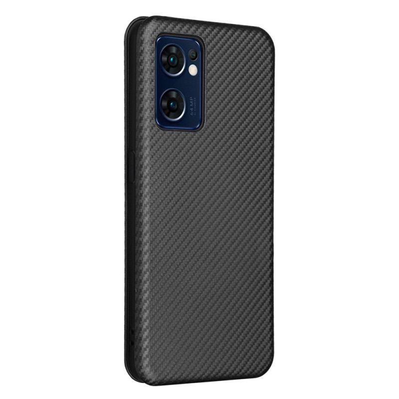 Capa De Celular Para Oppo Find X5 Lite Flip Textura De Fibra De Carbono