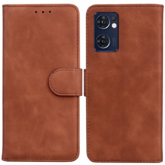 Capa De Couro Para Oppo Find X5 Lite Borboleta Com Toque De Pele