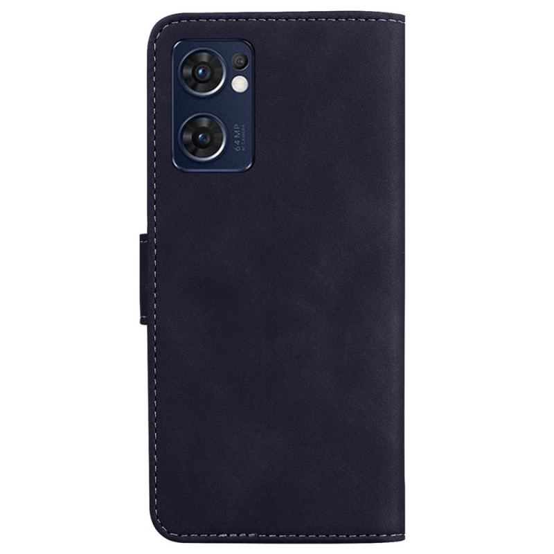 Capa De Couro Para Oppo Find X5 Lite Borboleta Com Toque De Pele