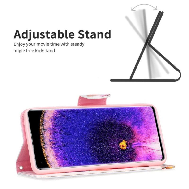 Capa De Couro Para Oppo Find X5 Lite Borboletas Pintadas