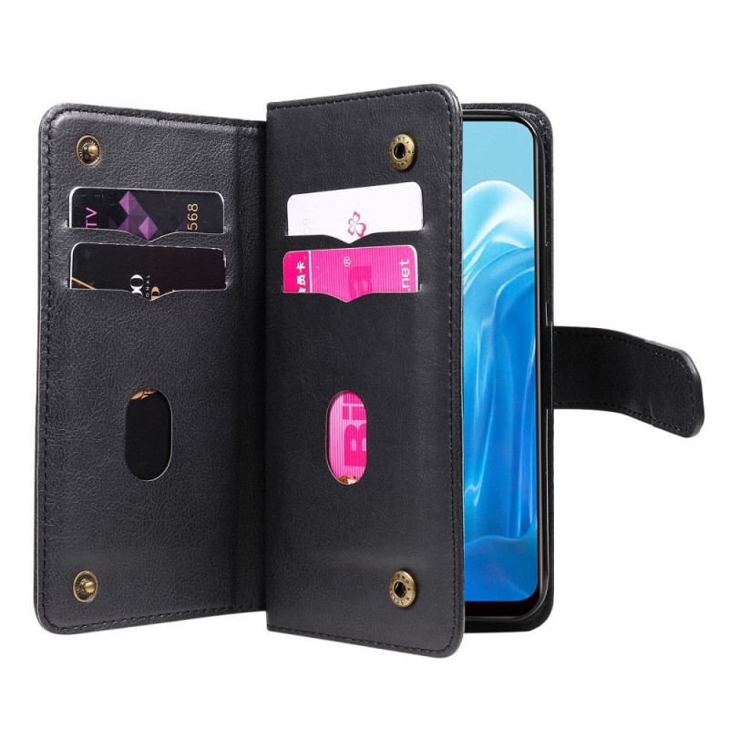 Capa De Couro Para Oppo Find X5 Lite Cartões Múltiplos