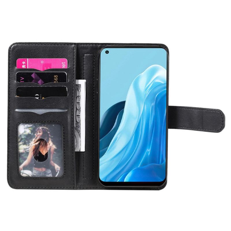 Capa De Couro Para Oppo Find X5 Lite Cartões Múltiplos