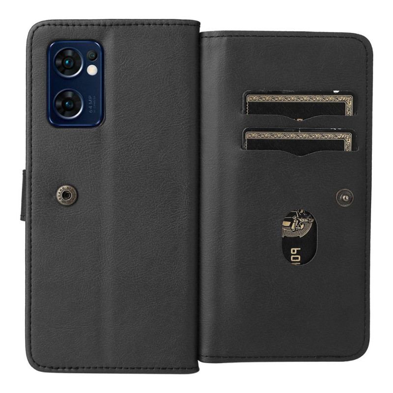 Capa De Couro Para Oppo Find X5 Lite Cartões Múltiplos