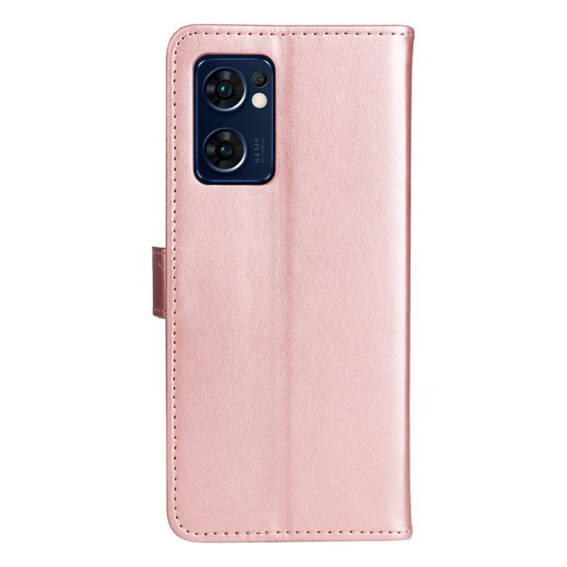 Capa De Couro Para Oppo Find X5 Lite De Cordão Gatos E Abelhas Tangas