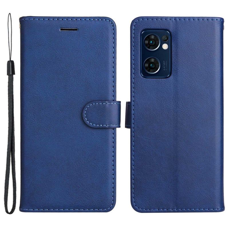 Capa De Couro Para Oppo Find X5 Lite De Cordão Simples Com Alça