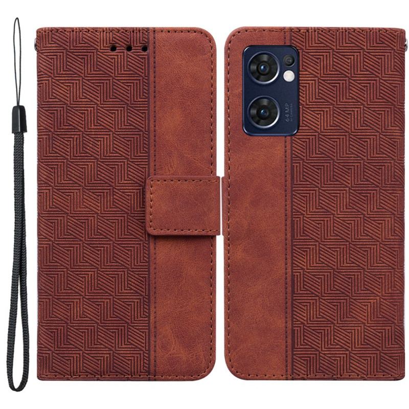 Capa De Couro Para Oppo Find X5 Lite Cubo Textura