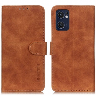 Capa De Couro Para Oppo Find X5 Lite Efeito Couro Vintage Khazneh