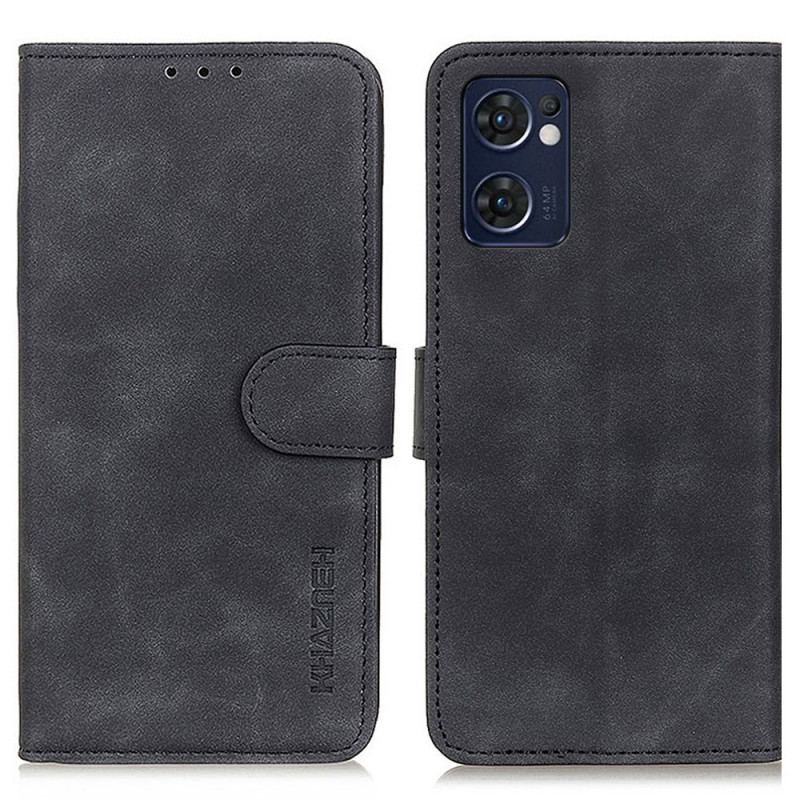 Capa De Couro Para Oppo Find X5 Lite Efeito Couro Vintage Khazneh