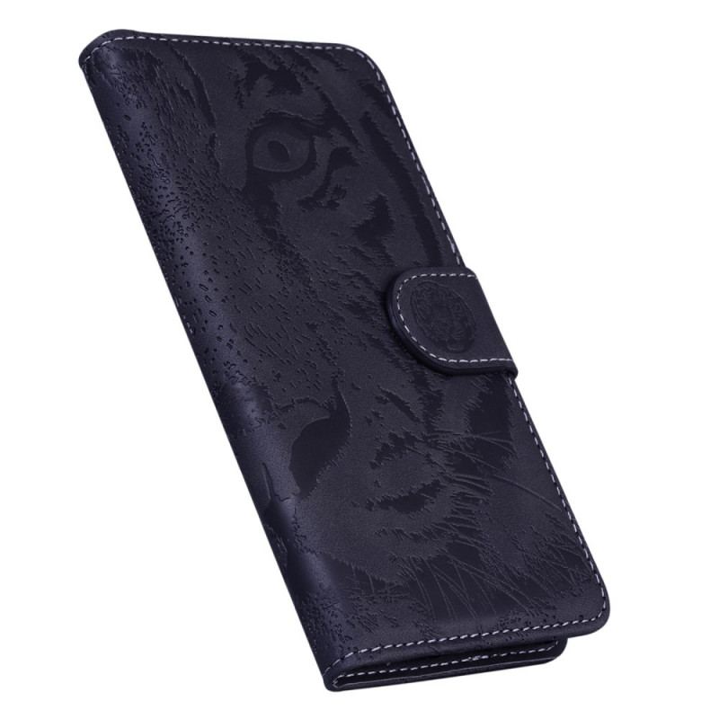 Capa De Couro Para Oppo Find X5 Lite Estampa Cara De Tigre