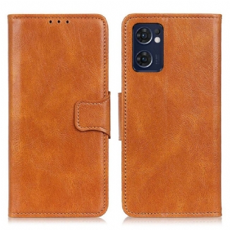 Capa De Couro Para Oppo Find X5 Lite Fecho Reversível Efeito Couro