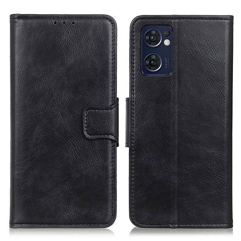 Capa De Couro Para Oppo Find X5 Lite Fecho Reversível Efeito Couro