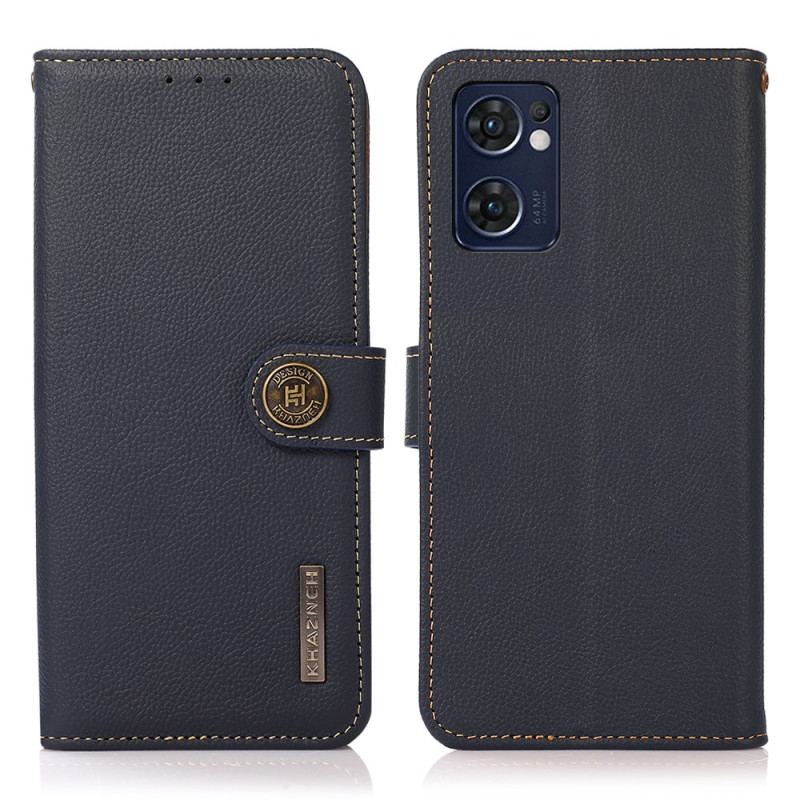 Capa De Couro Para Oppo Find X5 Lite Couro Genuíno Khazneh Rfid Elegante