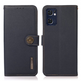 Capa De Couro Para Oppo Find X5 Lite Couro Genuíno Khazneh Rfid Elegante