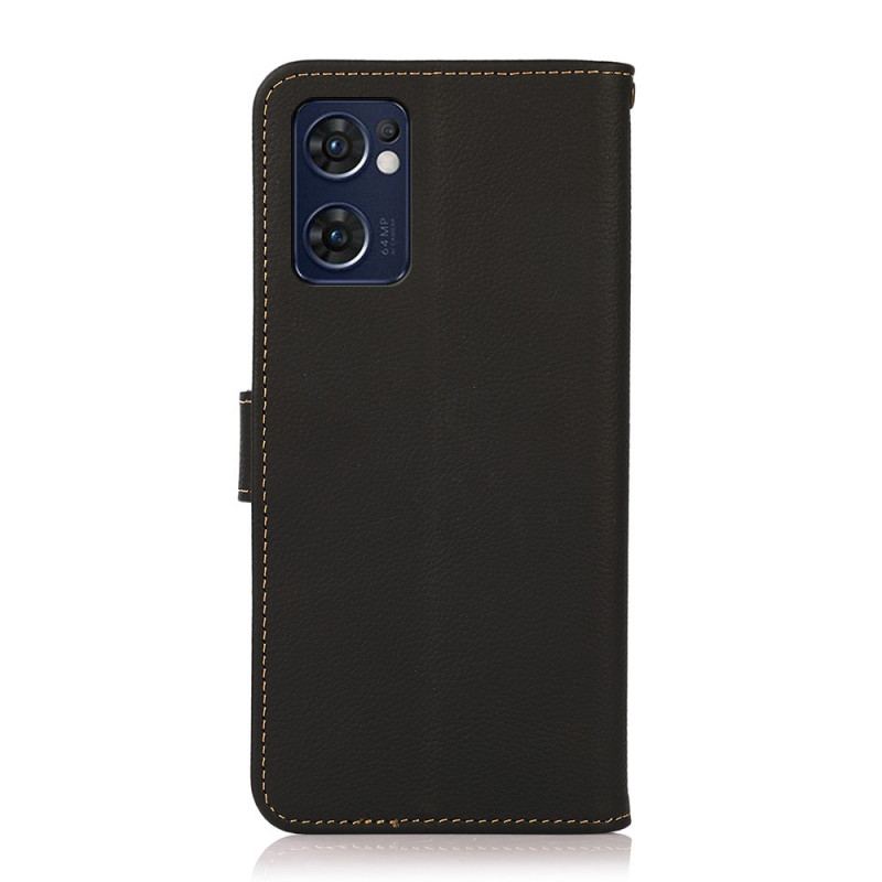 Capa De Couro Para Oppo Find X5 Lite Couro Genuíno Khazneh Rfid Elegante