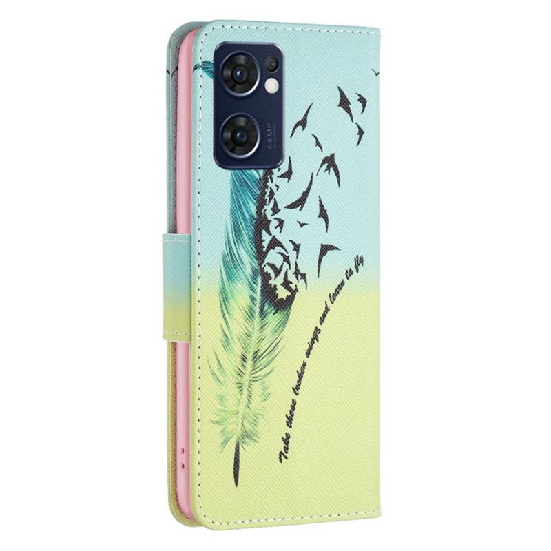 Capa De Couro Para Oppo Find X5 Lite Pena