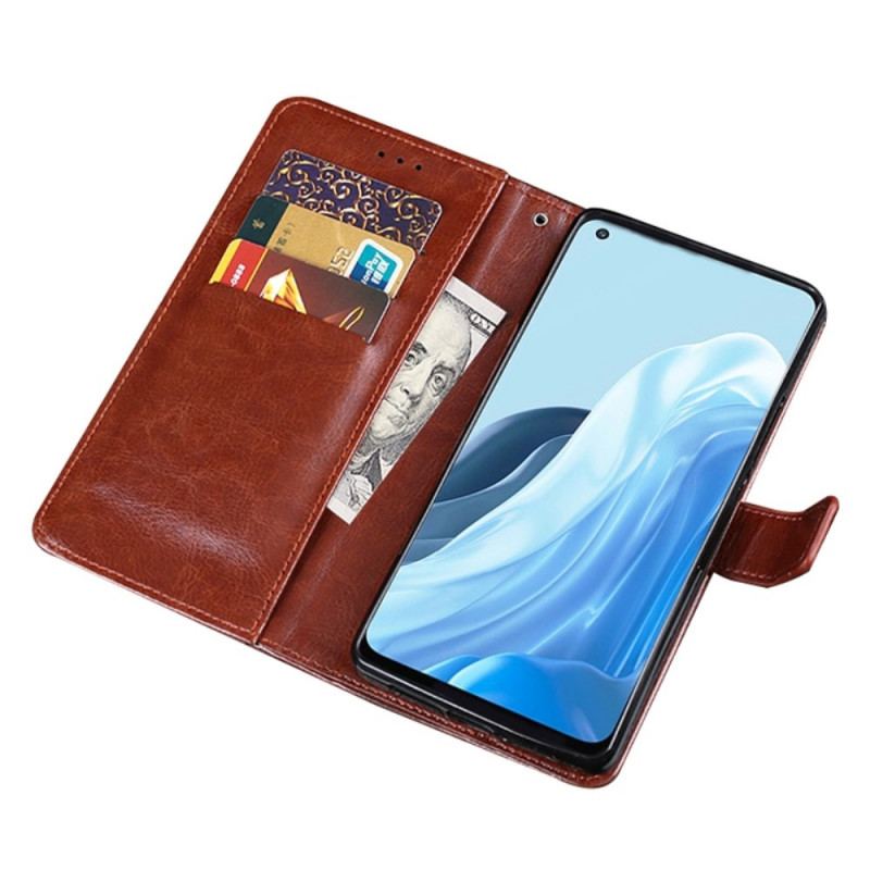 Capa De Couro Para Oppo Find X5 Lite Couro Sintético Vintage Idewei