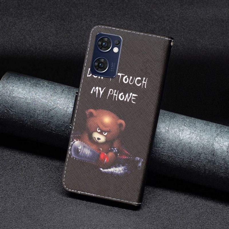 Capa De Couro Para Oppo Find X5 Lite Urso Perigoso