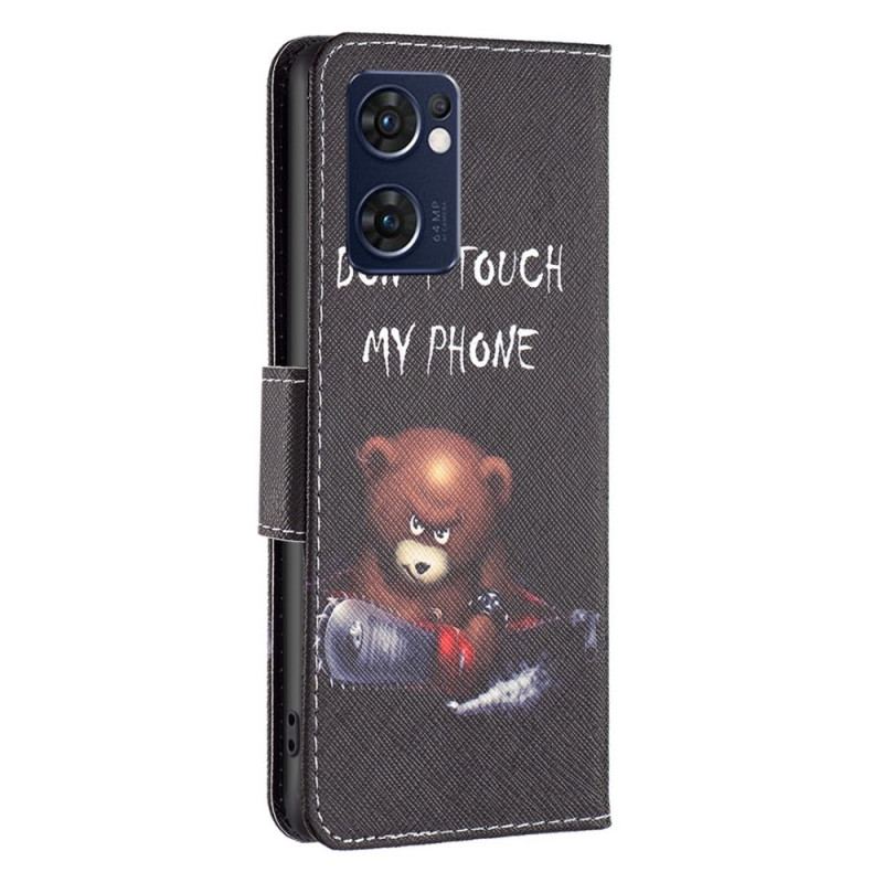 Capa De Couro Para Oppo Find X5 Lite Urso Perigoso