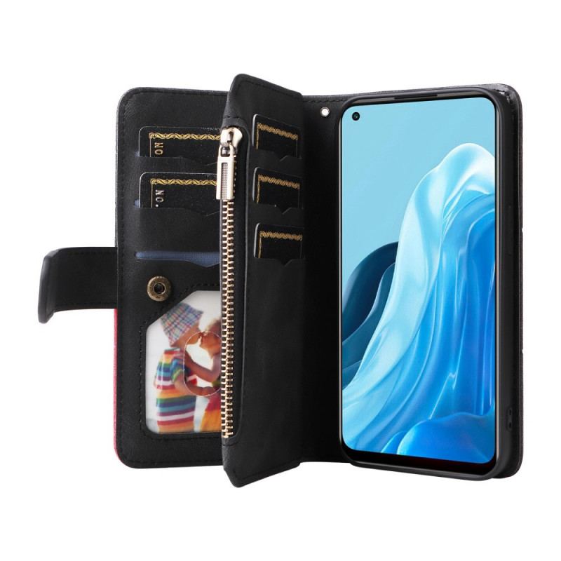 Capa Em Pele Para Oppo Find X5 Lite Bicolor Multifuncional