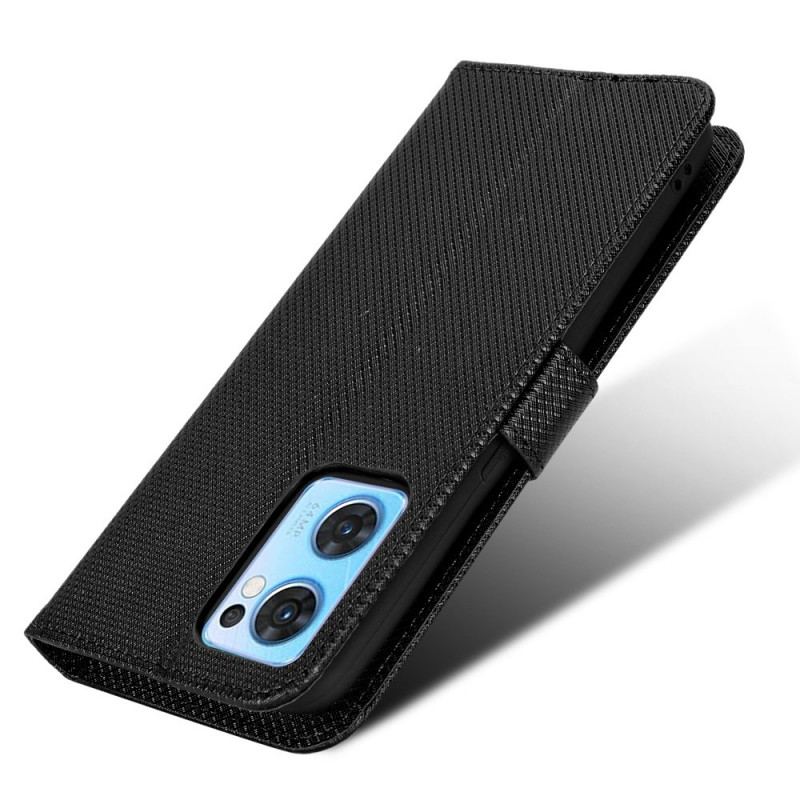 Capa Flip Para Oppo Find X5 Lite De Cordão Couro Falso Estiloso Com Tiras