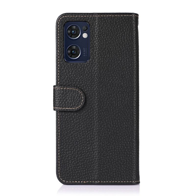 Capa Flip Para Oppo Find X5 Lite Couro Genuíno Khazneh Litchi