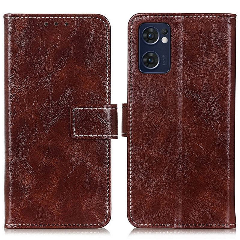 Capa Flip Para Oppo Find X5 Lite Couro Sintético Brilhante E Costura