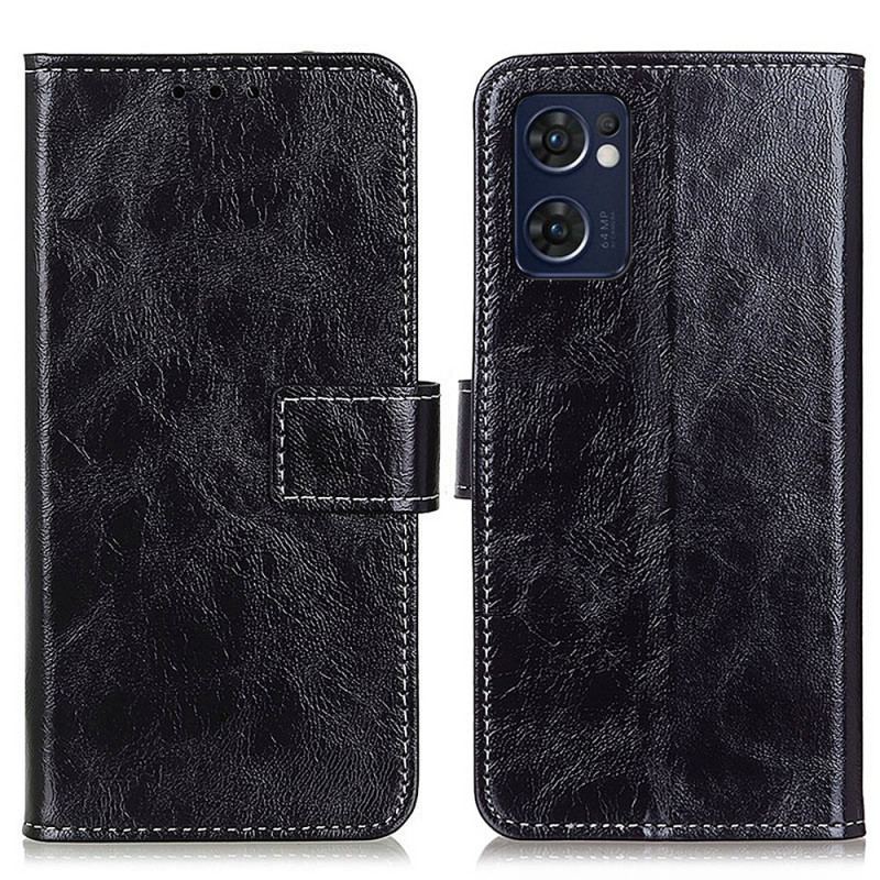 Capa Flip Para Oppo Find X5 Lite Couro Sintético Brilhante E Costura