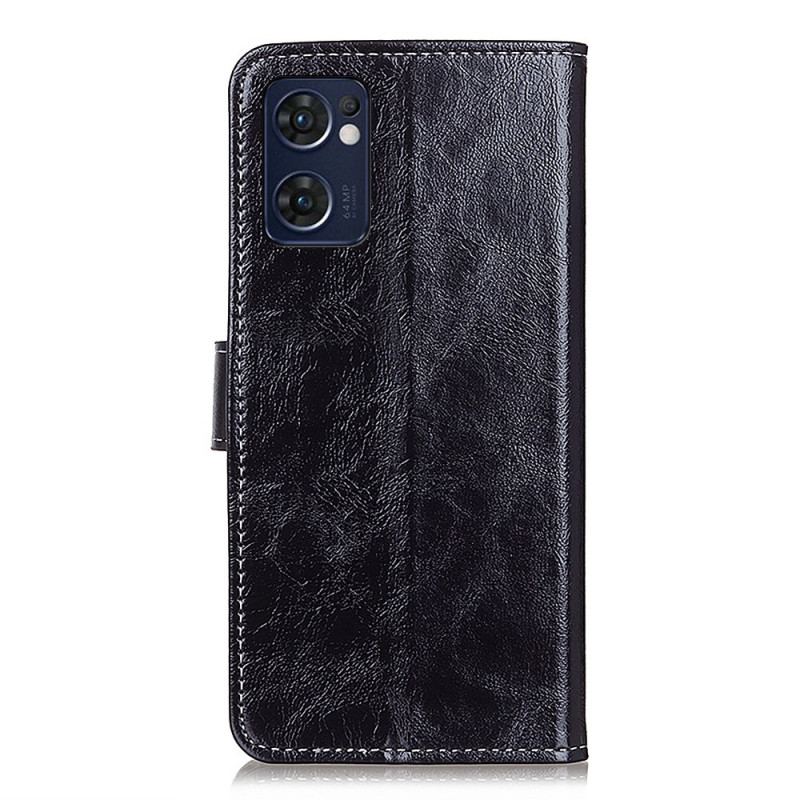 Capa Flip Para Oppo Find X5 Lite Couro Sintético Brilhante E Costura