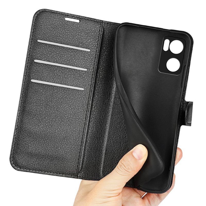 Capa Flip Para Oppo Find X5 Lite Couro Sintético De Lichia Clássico