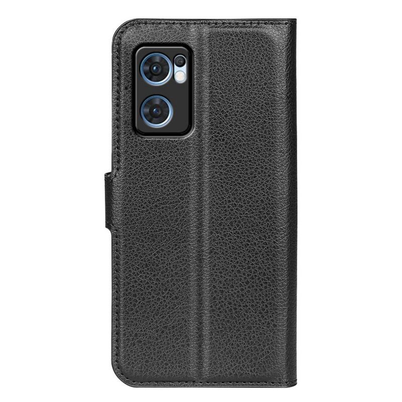 Capa Flip Para Oppo Find X5 Lite Couro Sintético De Lichia Clássico