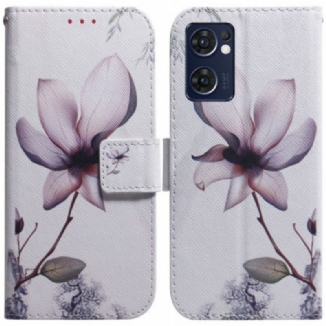 Capa Flip Para Oppo Find X5 Lite Flor Rosa Empoeirado