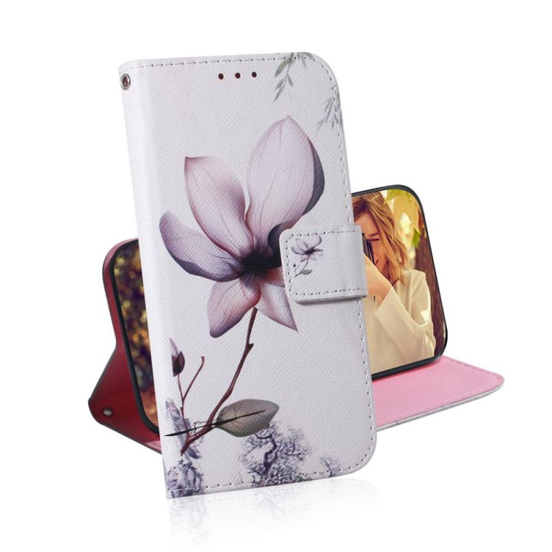 Capa Flip Para Oppo Find X5 Lite Flor Rosa Empoeirado