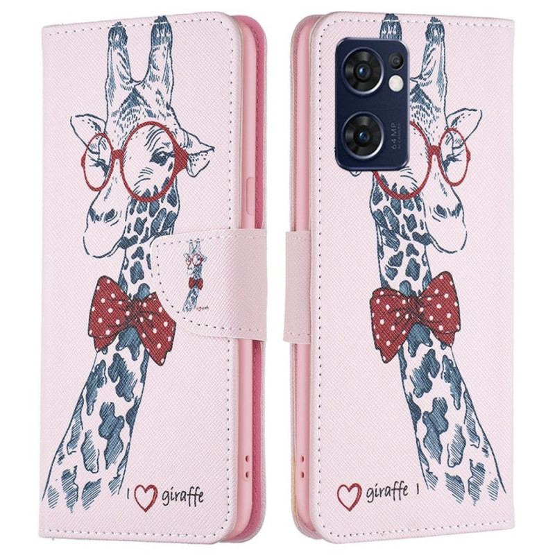 Capa Flip Para Oppo Find X5 Lite Girafa Inteligente