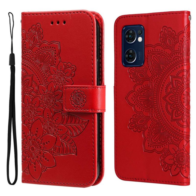 Capa Flip Para Oppo Find X5 Lite Mandala Com Cordão