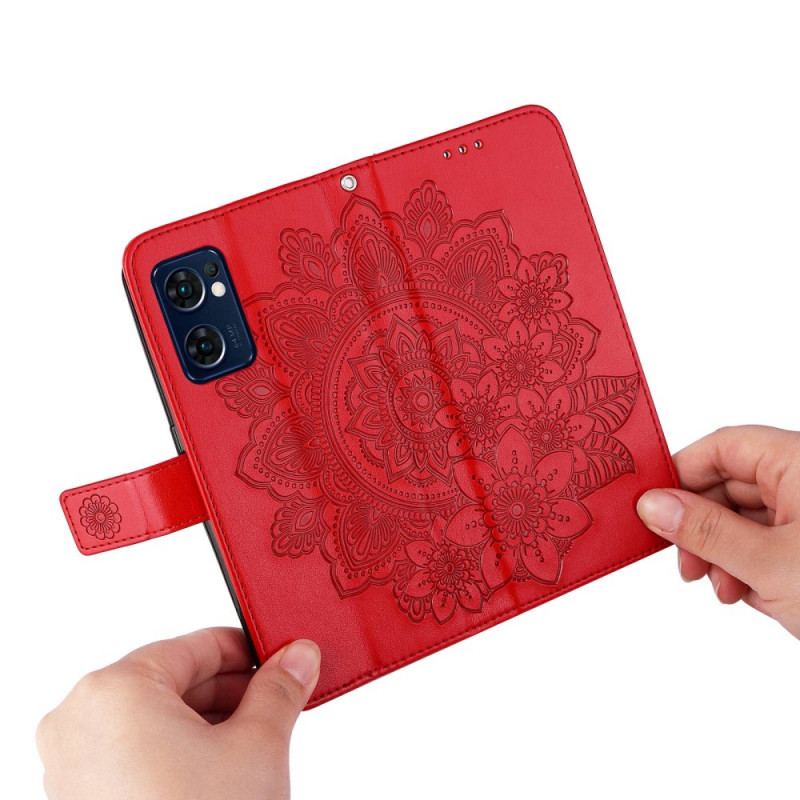 Capa Flip Para Oppo Find X5 Lite Mandala Com Cordão