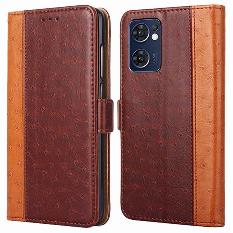 Capa Flip Para Oppo Find X5 Lite Textura De Pele De Avestruz