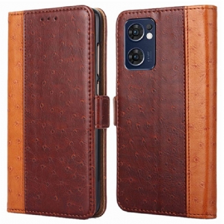 Capa Flip Para Oppo Find X5 Lite Textura De Pele De Avestruz