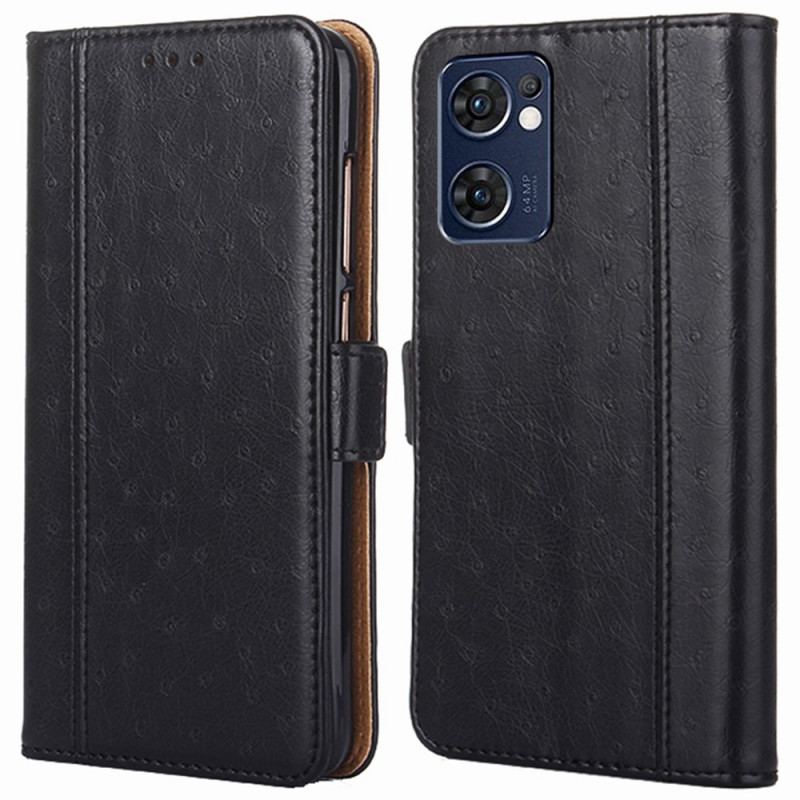 Capa Flip Para Oppo Find X5 Lite Textura De Pele De Avestruz