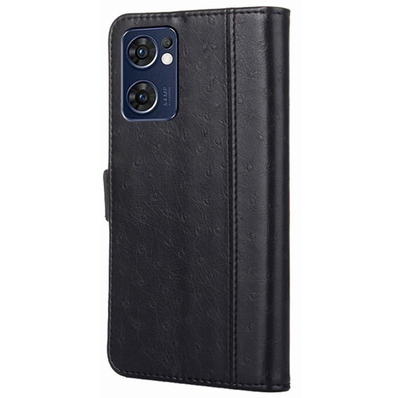 Capa Flip Para Oppo Find X5 Lite Textura De Pele De Avestruz